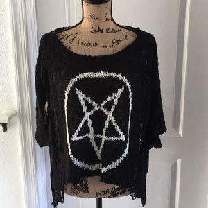 Goth pentacle ripped sweater - 8